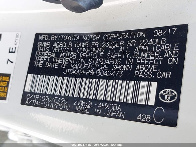 JTDKARFP8H3042473 Toyota Prius Prime Advanced