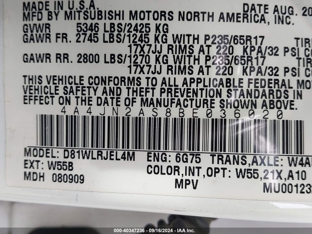 2011 MITSUBISHI ENDEAVOR 4A4JN2AS8BE036020 Photo 8