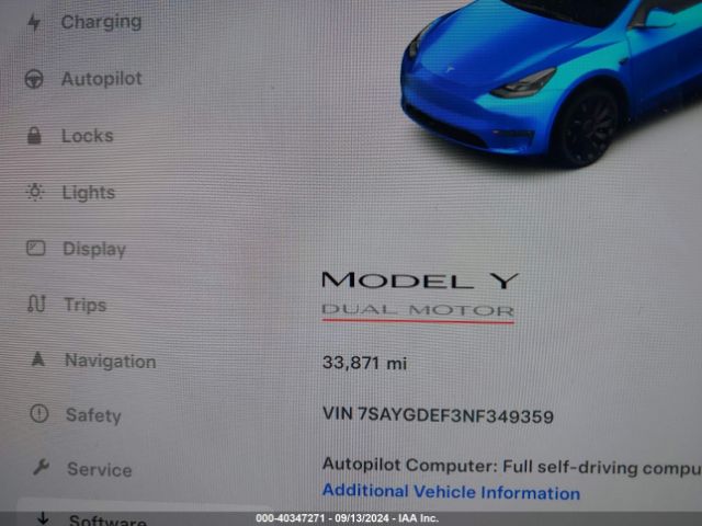 7SAYGDEF3NF349359 Tesla Model Y Performance Dual Motor All-wheel Drive
