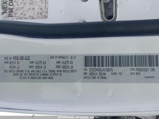 2C3CDXHG5JH156676 Dodge Charger Sxt Plus Rwd