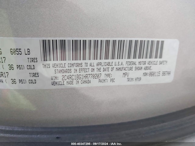 Chrysler Pacifica Touring Plus 2017 2C4RC1BG1HR770207 Image 9