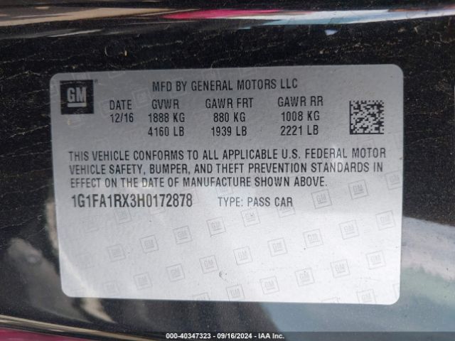 1G1FA1RX3H0172878 Chevrolet Camaro 1ls
