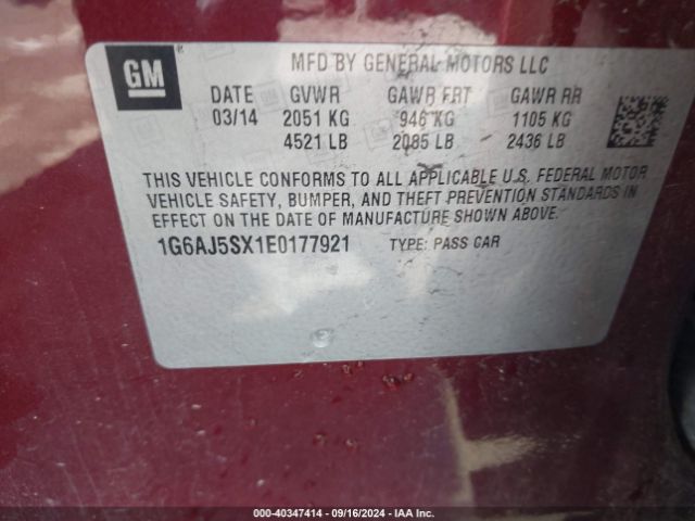 1G6AJ5SX1E0177921 Cadillac Ats Performance