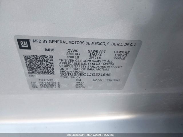 3GTU2NEC1JG371645 GMC Sierra 1500 Slt