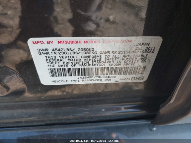 2011 MITSUBISHI LANCER EVOLUTION JA32W5FV7BU044269 Photo 8