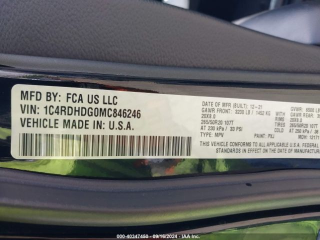 1C4RDHDG0MC846246 Dodge Durango Gt Plus Rwd