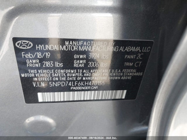Hyundai ELANTRA SE 2019 5NPD74LF6KH470155 Image 9