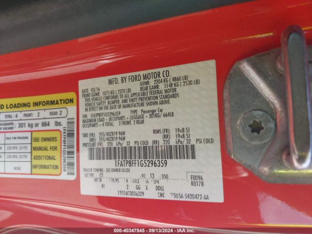 1FATP8FF1G5296359 Ford Mustang Gt Premium