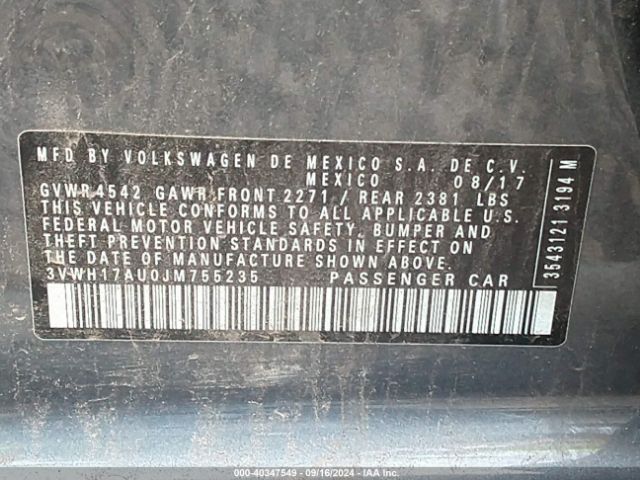 3VWH17AU0JM755235 Volkswagen Golf Alltrack Tsi S/tsi Se/tsi Sel