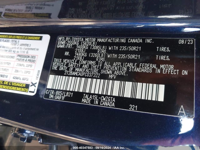 2T2BAMCA0PC037322 Lexus Rx 350 Premium Plus
