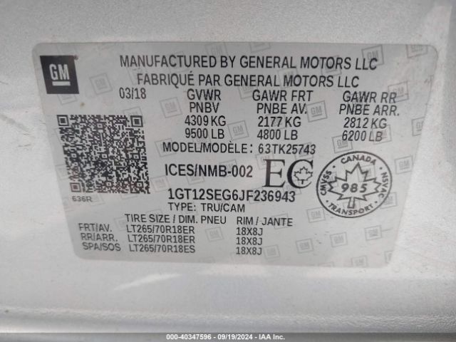 1GT12SEG6JF236943 GMC Sierra 2500hd Sle