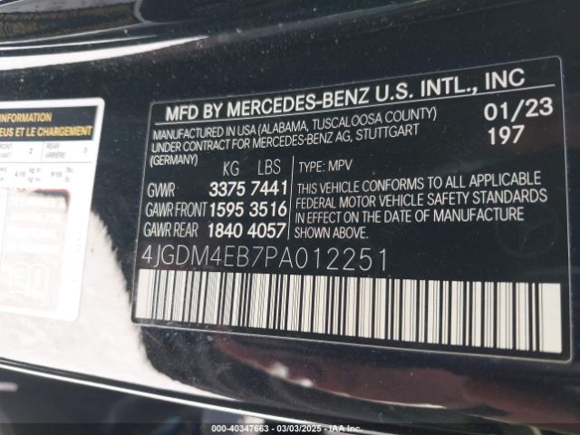 4JGDM4EB7PA012251 Mercedes-Benz Eqs 580 Suv 4matic