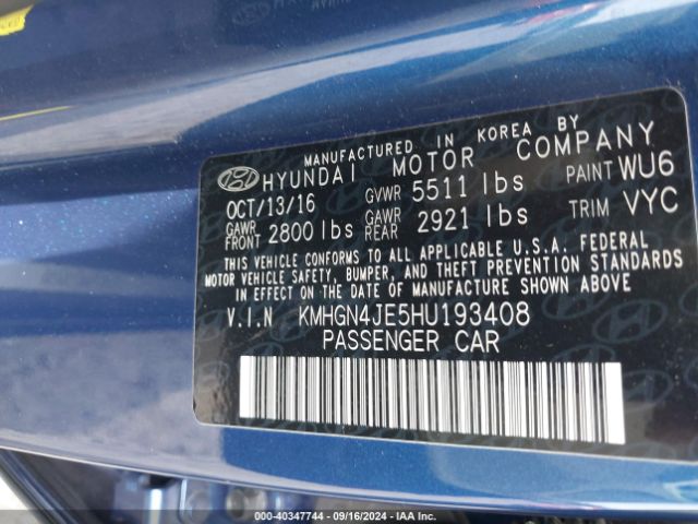 KMHGN4JE5HU193408 Genesis G80 3.8
