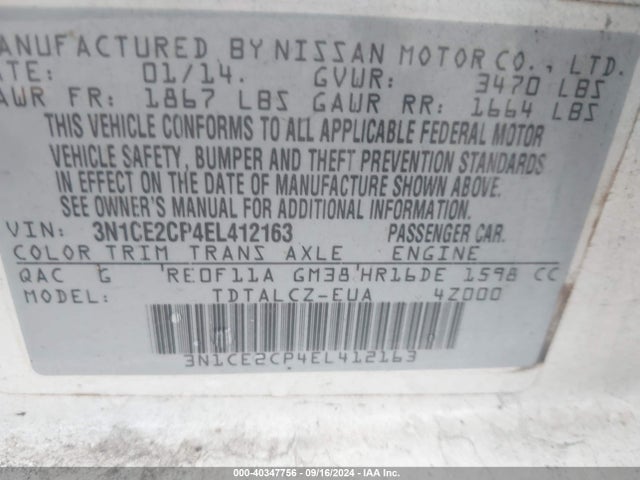 Nissan Versa Note S Plus 2014 3N1CE2CP4EL412163 Image 9