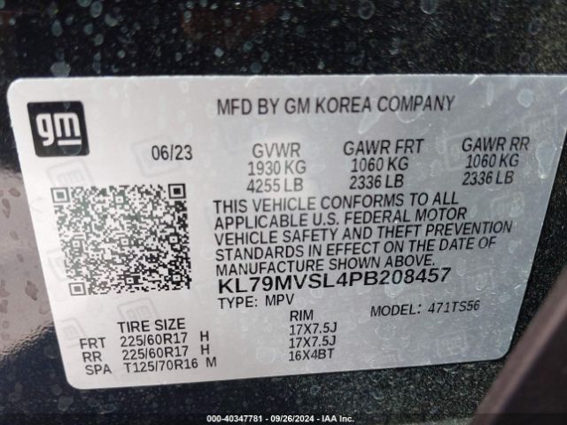 KL79MVSL4PB208457 Chevrolet Trailblazer Fwd Activ