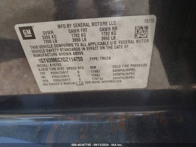 1GTV2MEC7GZ114755 GMC Sierra 1500 Sle