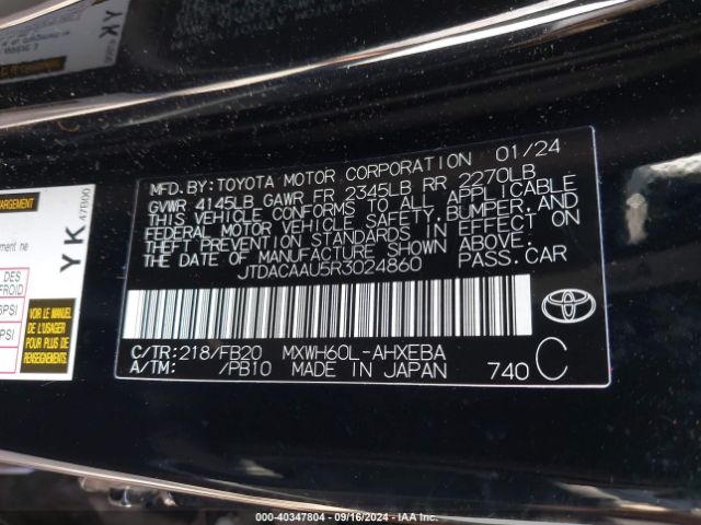 JTDACAAU5R3024860 Toyota Prius Le