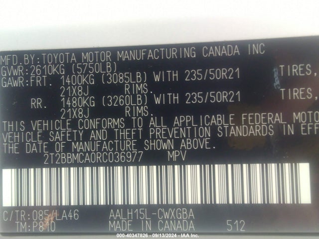 2T2BBMCA0RC036977 Lexus Rx 350h Luxury