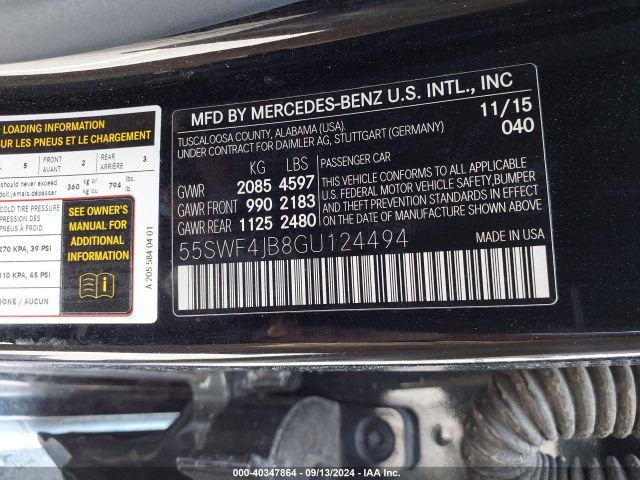 55SWF4JB8GU124494 Mercedes-Benz C 300 Luxury/sport