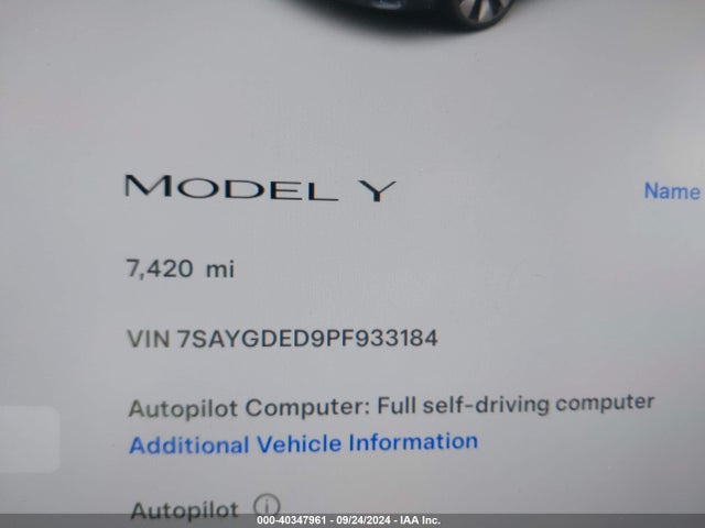 2023 TESLA MODEL Y 7SAYGDED9PF933184 Photo 6