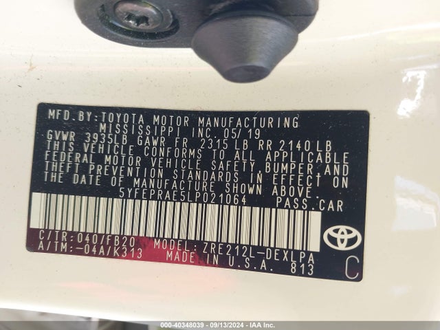 Toyota COROLLA LE 2020 5YFEPRAE5LP021064 Image 9