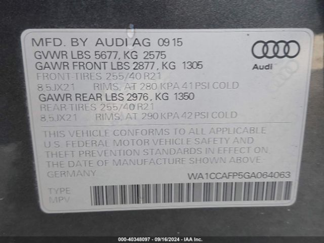 WA1CCAFP5GA064063 Audi Sq5 3.0t Premium Plus