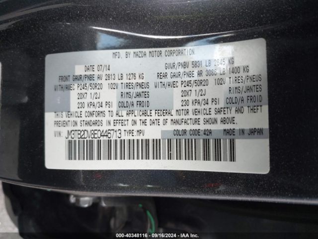 JM3TB2DV8E0446713 Mazda Cx-9 Grand Touring