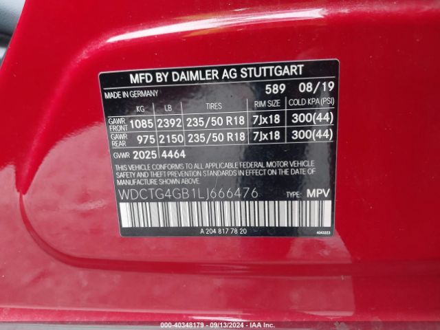 WDCTG4GB1LJ666476 Mercedes-Benz Gla 250 4matic