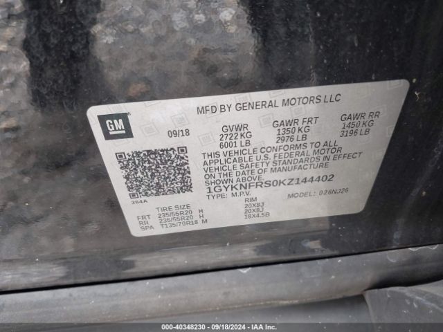 1GYKNFRS0KZ144402 Cadillac Xt5 Premium Luxury