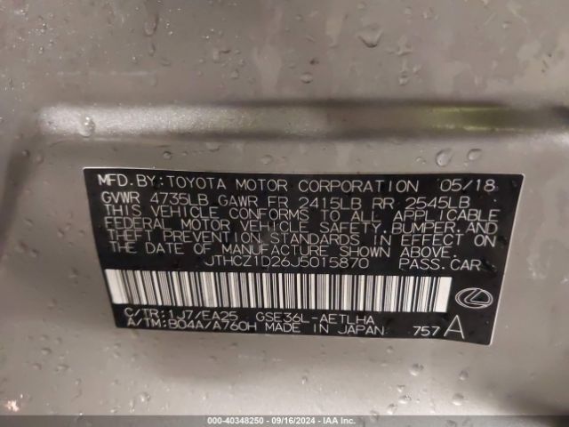 JTHCZ1D26J5015870 Lexus IS 350
