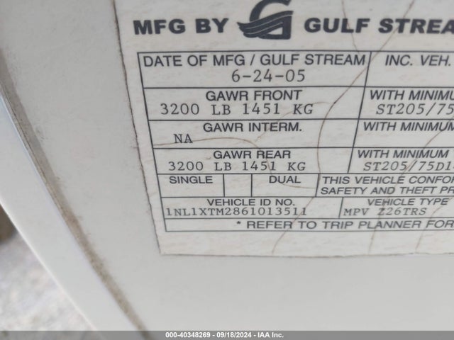 2006 GULFSTREAM OTHER 1NL1XTM2861013511 Photo 8