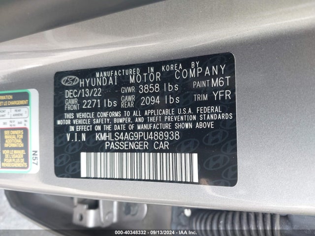 Hyundai ELANTRA SEL 2023 KMHLS4AG9PU488938 Image 9