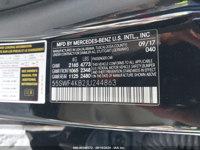 55SWF4KB2JU244863 Mercedes-Benz C 300 4matic