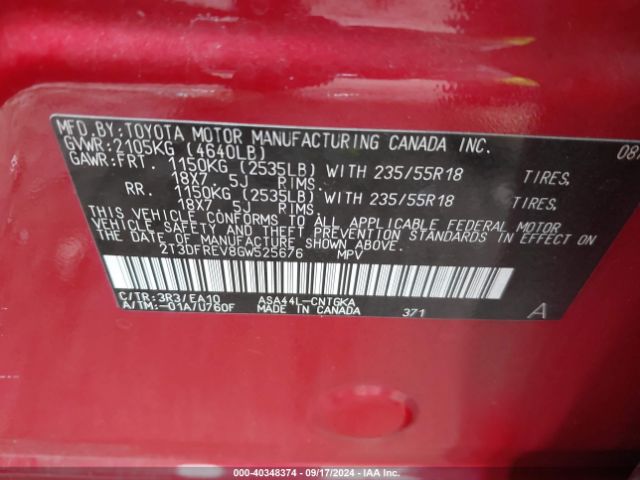 2T3DFREV8GW525676 Toyota Rav4 Limited