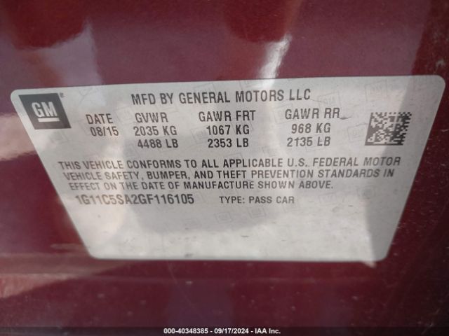 1G11C5SA2GF116105 Chevrolet Malibu Limited Lt