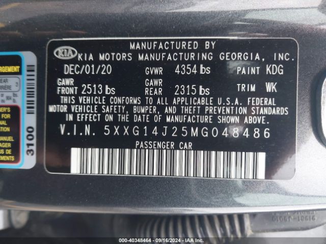 5XXG14J25MG048486 KIA K5 LXS