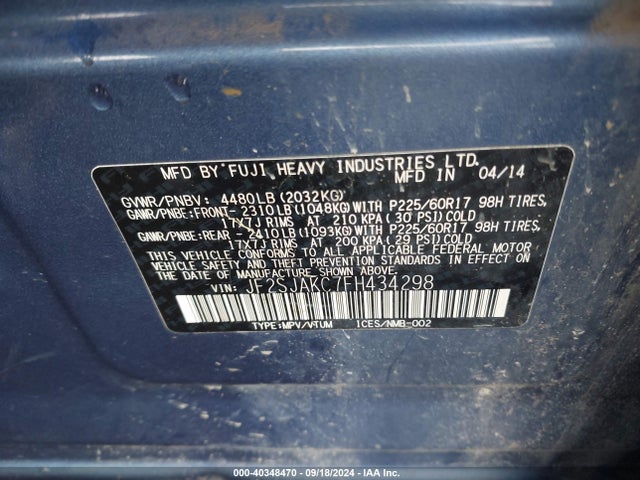 Subaru Forester 2.5i Limited 2015 JF2SJAKC7FH434298 Image 9