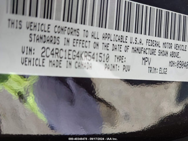Chrysler Pacifica Touring L Plus 2019 2C4RC1EG4KR541510 Image 9