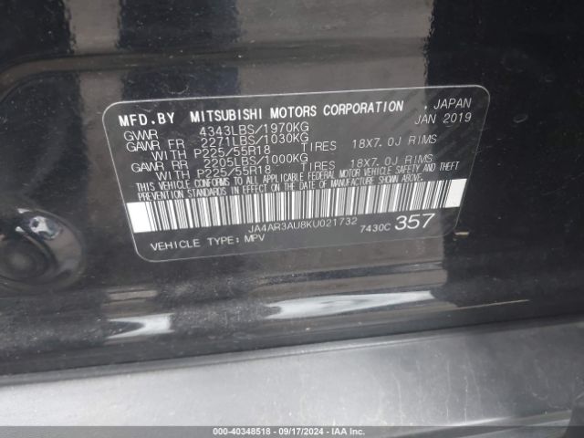 JA4AR3AU8KU021732 Mitsubishi Outlander Sport 2.0 Le