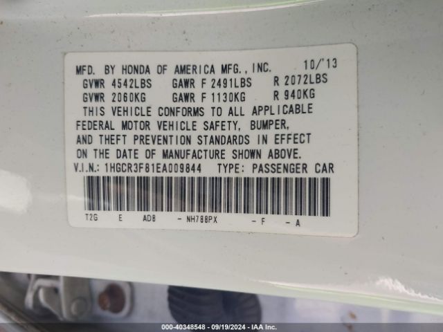 1HGCR3F81EA009844 Honda Accord Ex-l V-6