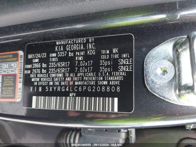 KIA SORENTO LX 2023 5XYRG4LC6PG208808 Image 9