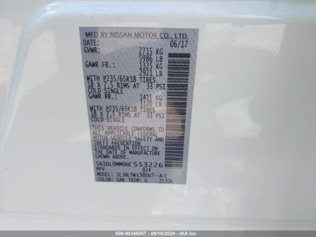 5N1DL0MM0HC553226 Infiniti QX60