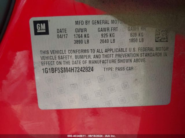 1G1BF5SM4H7242824 Chevrolet Cruze Premier Auto