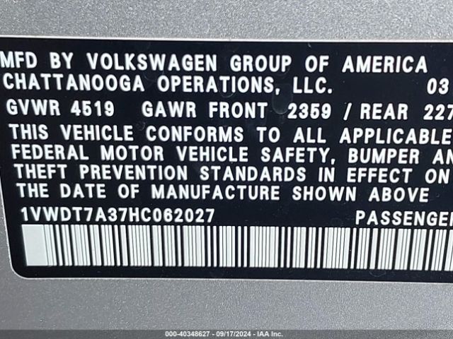 1VWDT7A37HC062027 Volkswagen Passat 1.8t R-line