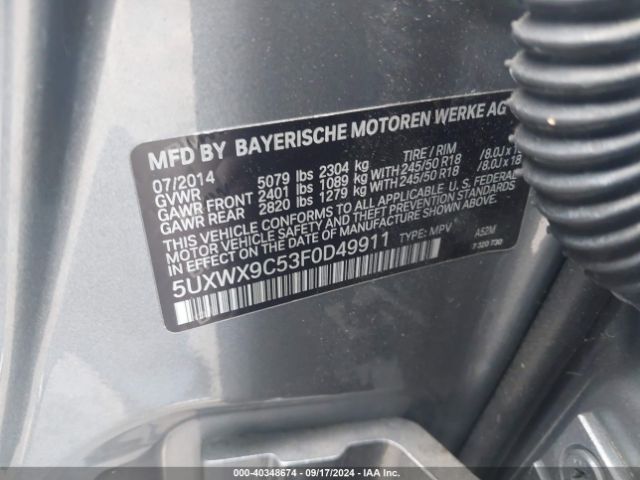 5UXWX9C53F0D49911 BMW X3 Xdrive28i