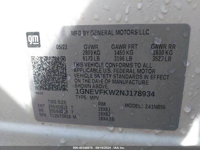 Chevrolet Traverse Awd Ls 2022 1GNEVFKW2NJ178934 Image 9
