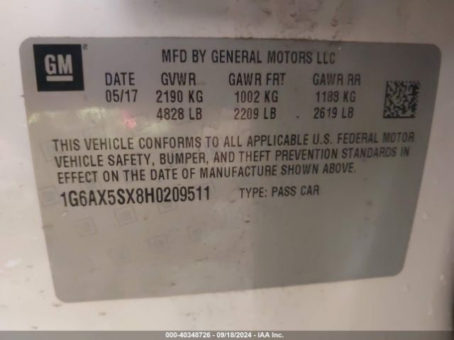 1G6AX5SX8H0209511 Cadillac CTS LUXURY