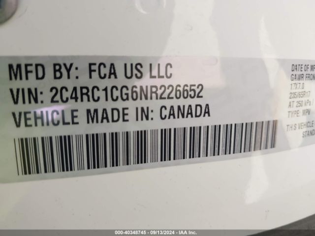 2C4RC1CG6NR226652 Chrysler Voyager Lx