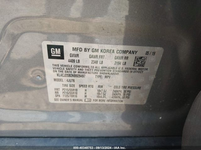 KL4CJ2SB2KB929497 Buick Encore Awd Sport Touring
