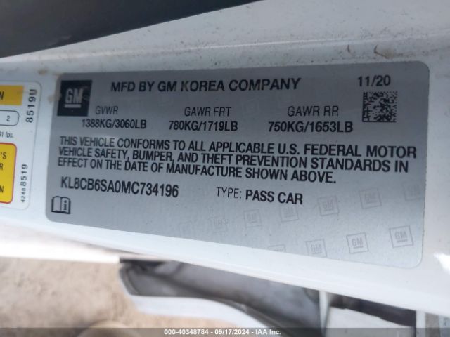 KL8CB6SA0MC734196 Chevrolet Spark Fwd Ls Automatic
